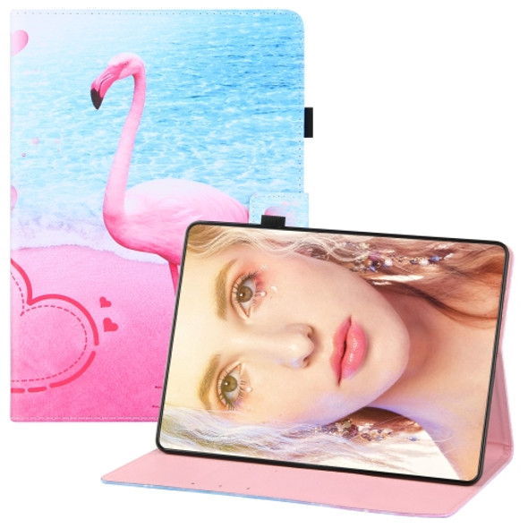 For Samsung Galaxy Tab A 9.7 T550 Colored Drawing Horizontal Flip PU Leather Case with Holder & Card Slots & Wallet & Sleep / Wake-up Function(Flamingo)