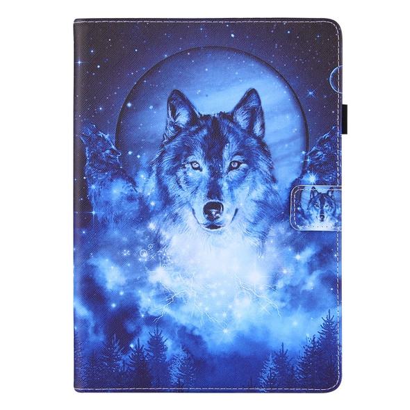 For Samsung Galaxy Tab A 9.7 T550 Colored Drawing Horizontal Flip PU Leather Case with Holder & Card Slots & Wallet & Sleep / Wake-up Function(Moon Wolf)