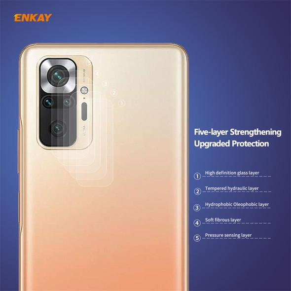 For Redmi Note 10 Pro / Note 10 Pro Max 5 PCS Hat-Prince ENKAY 0.2mm 9H 2.15D Round Edge Rear Camera Lens Tempered Glass Film Protector