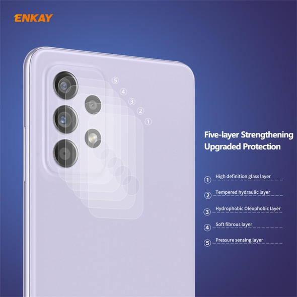 For Samsung Galaxy A52 / A72 (4G/5G) 2 PCS Hat-Prince ENKAY 0.2mm 9H 2.15D Round Edge Rear Camera Lens Tempered Glass Film Protector
