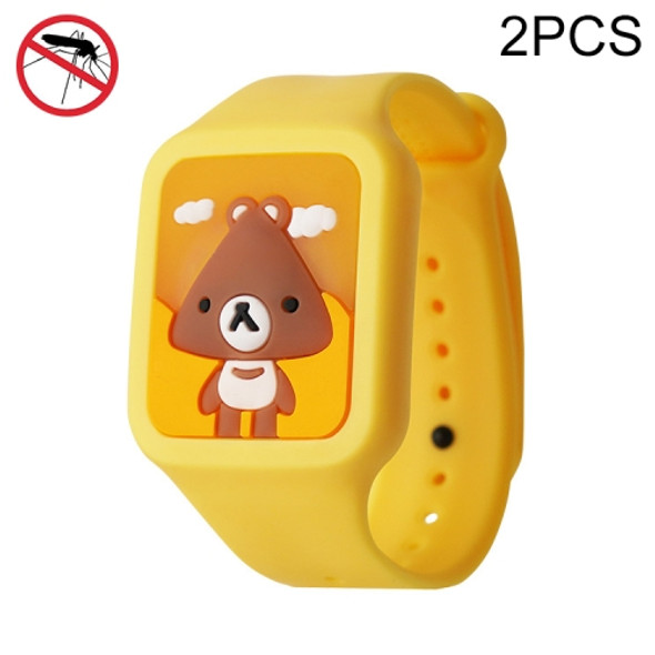 2 PCS Luminous Children Three-Dimensional Cartoon Silicone Anti-Mosquito Bracelet(Yellow Bear)