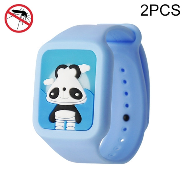 2 PCS Luminous Children Three-Dimensional Cartoon Silicone Anti-Mosquito Bracelet(Blue Panda)