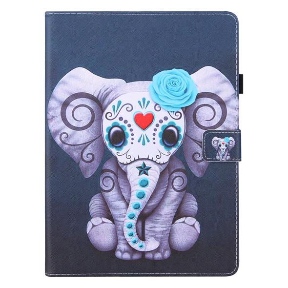 For Samsung Galaxy Tab A 8.0 (2018) T387 Colored Drawing Horizontal Flip PU Leather Case with Holder & Card Slots & Wallet(Mask Elephant)