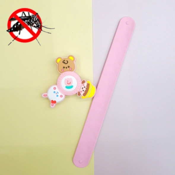2 PCS Cartoon Rotating Mosquito Repellent Bracelet Children Silicone Outdoor Anti Mosquito Patting Ring(Kindergarten - Pink)