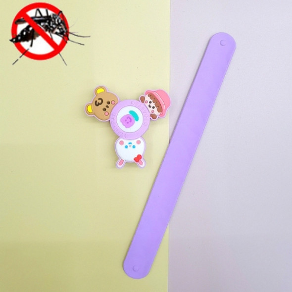 2 PCS Cartoon Rotating Mosquito Repellent Bracelet Children Silicone Outdoor Anti Mosquito Patting Ring(Kindergarten - Purple)