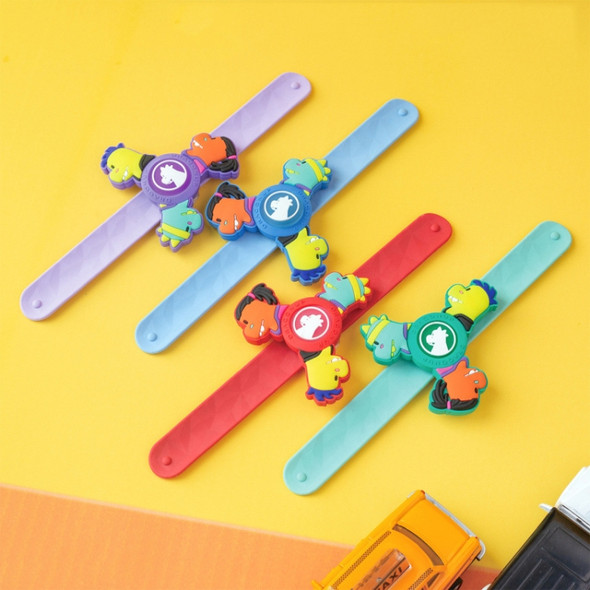 2 PCS Cartoon Rotating Mosquito Repellent Bracelet Children Silicone Outdoor Anti Mosquito Patting Ring(Dragon - Green)