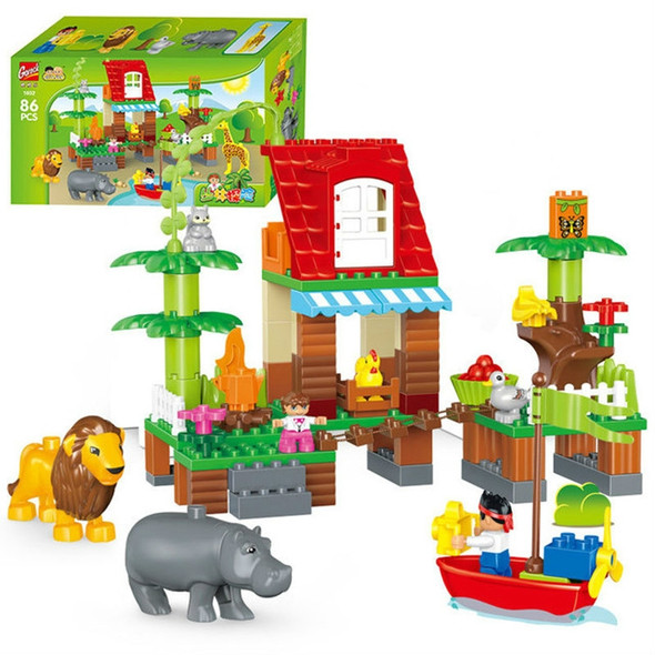 1032-86 PCS Gegle Children Large Particles Enlightenment Blocks Assembled Theme Jungle Adventure Scene Educational Toys