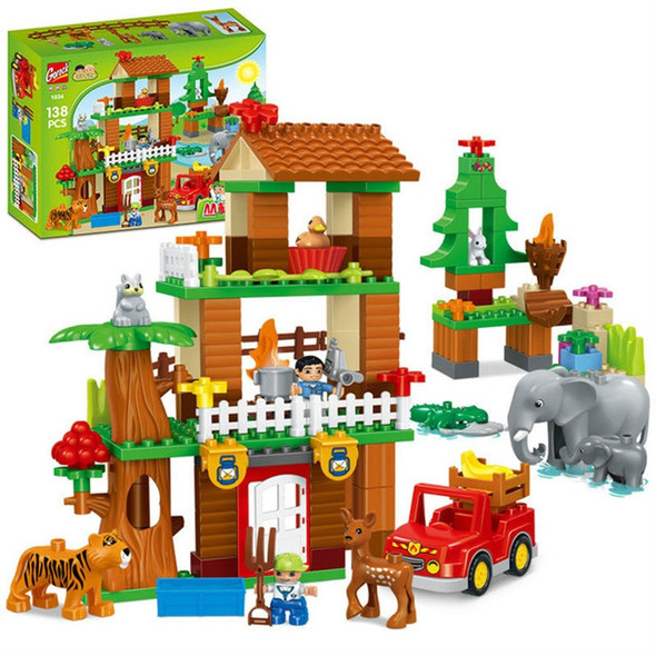 1034-138 PCS Gegle Children Large Particles Enlightenment Blocks Assembled Theme Jungle Adventure Scene Educational Toys