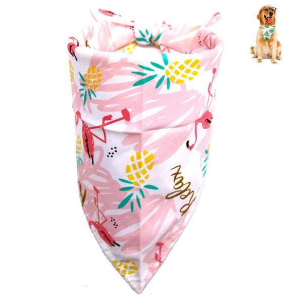 2 PCS Pet Dog Triangle Scarf Flamingo Tropical Wind Series Saliva Towel Scarf, Size:M(Pink Flamingo)