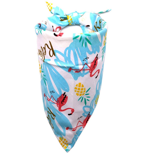 2 PCS Pet Dog Triangle Scarf Flamingo Tropical Wind Series Saliva Towel Scarf, Size:M(Blue Flamingo)
