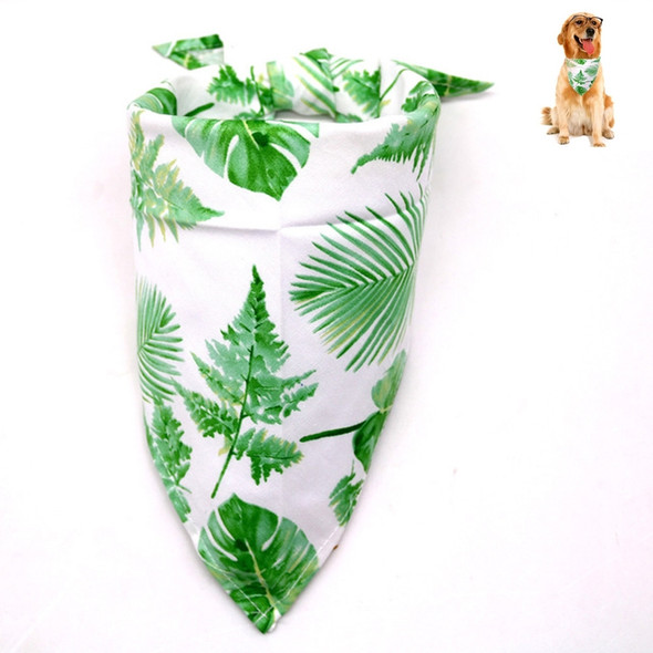 2 PCS Pet Dog Triangle Scarf Flamingo Tropical Wind Series Saliva Towel Scarf, Size:M(Light Green Leaf)