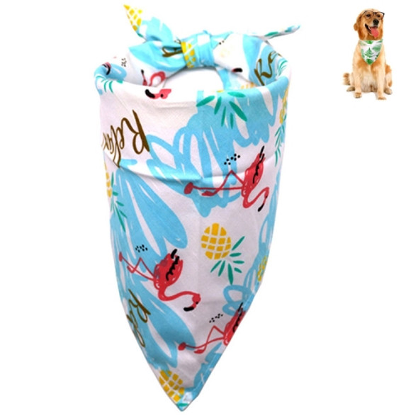 2 PCS Pet Dog Triangle Scarf Flamingo Tropical Wind Series Saliva Towel Scarf, Size:S(Blue Flamingo)