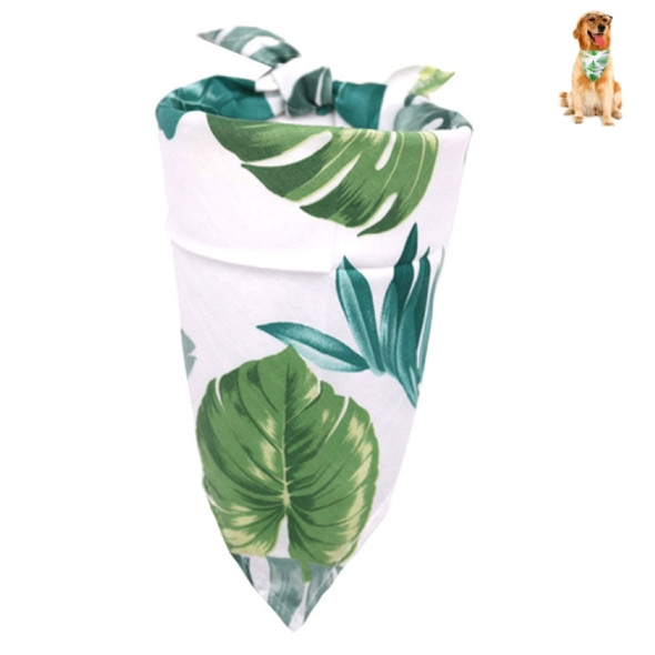 2 PCS Pet Dog Triangle Scarf Flamingo Tropical Wind Series Saliva Towel Scarf, Size:S(Dark Green Leaf)