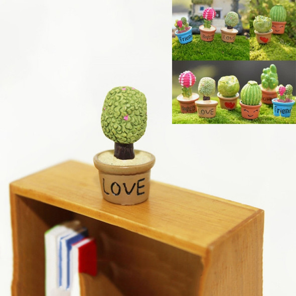 10 PCS Mini Cute Potted Artificial Plant Flower Miniature Doll House Decoration Accessories(Love)