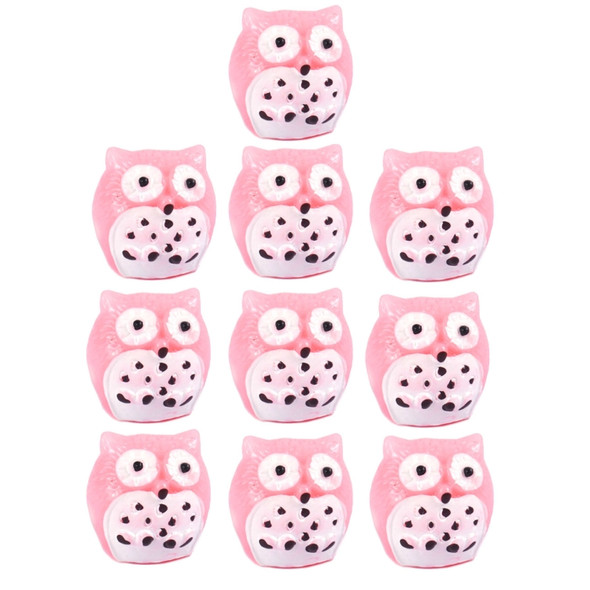 10 PCS Owl Mini Micro Landscape Decoration Resin Crafts DIY Landscape Ornaments(Light Pink)