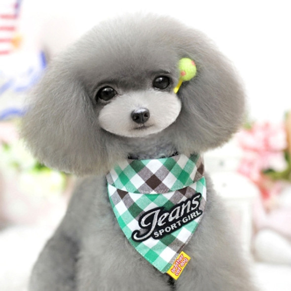 2 PCS Pure Cotton Plaid Dog Scarf Small and Medium-sized Dog Saliva Towel, Size:S20-30cm(Green)