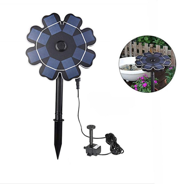 Outdoor Garden Pond Decoration Solar Panel Waterproofly Inserted Floating Petal Fountain(Black)