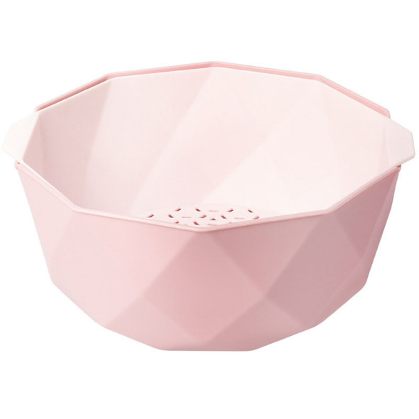 Double-layer Hollow Drain Basket Household Plastic Multi-function Washing Vegetables and Fruit Dishes, Size:Small(Pink)
