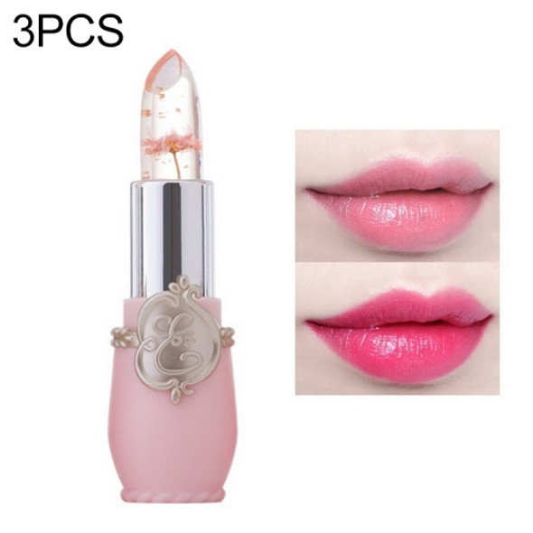 3 PCS Transparent Changed Color Moisturizer Jelly Flower Long-lasting Lipbalm(light pink )