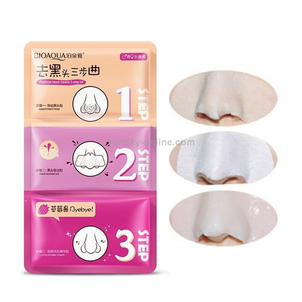 3 PCS Beauty Pig Nose Mask Remove Blackhead Acne Remover Clear Black Head 3 Step Kit Skin(Red)