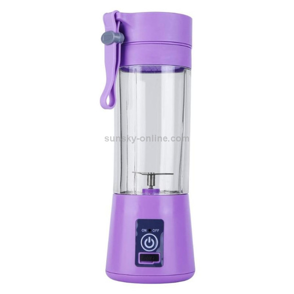 USB Rechargeable Electric Automatic Vegetable Fruit Citrus Orange Juice Maker Cup Mixer Bottle (380ML)(2 Blades Purple)