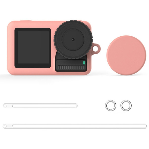 Silicone Protective Case with Lens Cover & Lanyards for DJI Osmo Action (Pink)