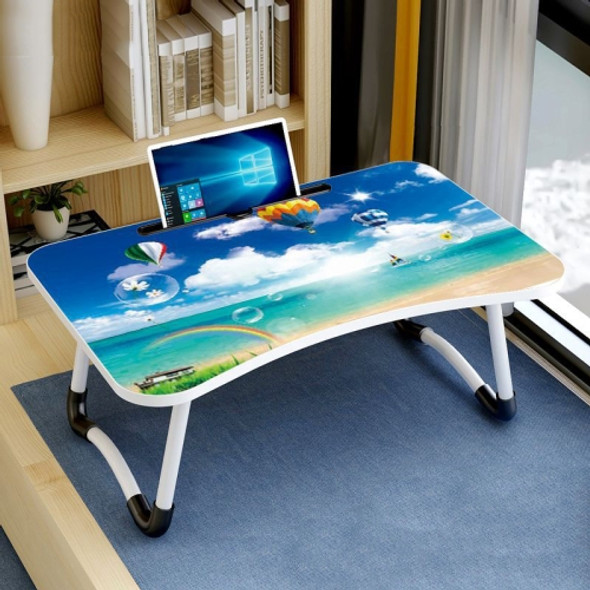 W-shaped Non-slip Legs Pattern Adjustable Folding Portable Laptop Desk with Card Slot (Cloud)