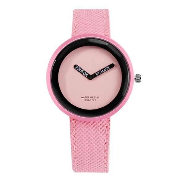 Simple Style Round Dial Matte Leather Strap Quartz Watch for Men / Women(Pink)