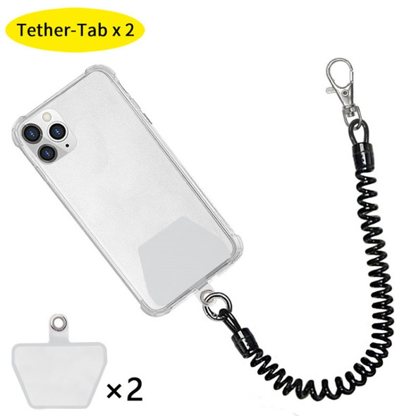 Telescopic Anti-Theft Spring Mobile Phone Hanging Rope  Anti-Lost Anti-Theft Elastic Lanyard(Black + Transparent Gasket)