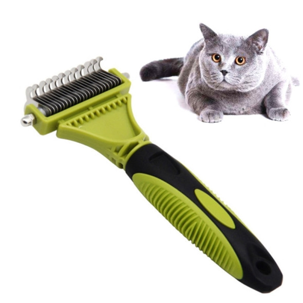 Pet Cat and Dog Cleaning Comb Double-sided Open Knot Hair Brushing Beauty Comb(Green)