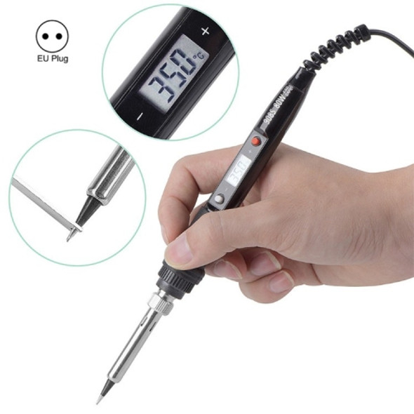 908S 80W LCD Thermostat Soldering Iron Constant Temperature Soldering Iron, Plug Type:EU Plug(Black)