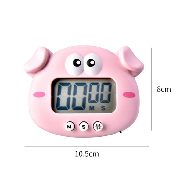2 PCS Kitchen Baking Cartoon Animal Electronic Timer Alarm Clock Student Learning Timer(Pink Pig)