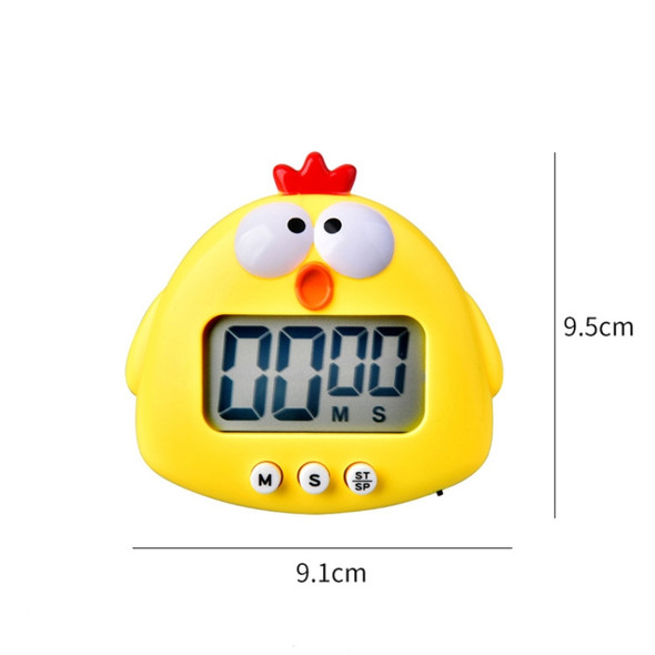2 PCS Kitchen Baking Cartoon Animal Electronic Timer Alarm Clock Student Learning Timer(Yellow Chicken)