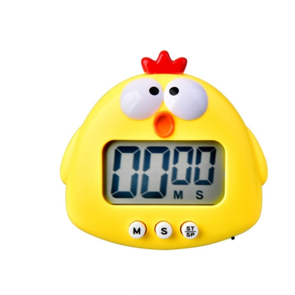 2 PCS Kitchen Baking Cartoon Animal Electronic Timer Alarm Clock Student Learning Timer(Yellow Chicken)