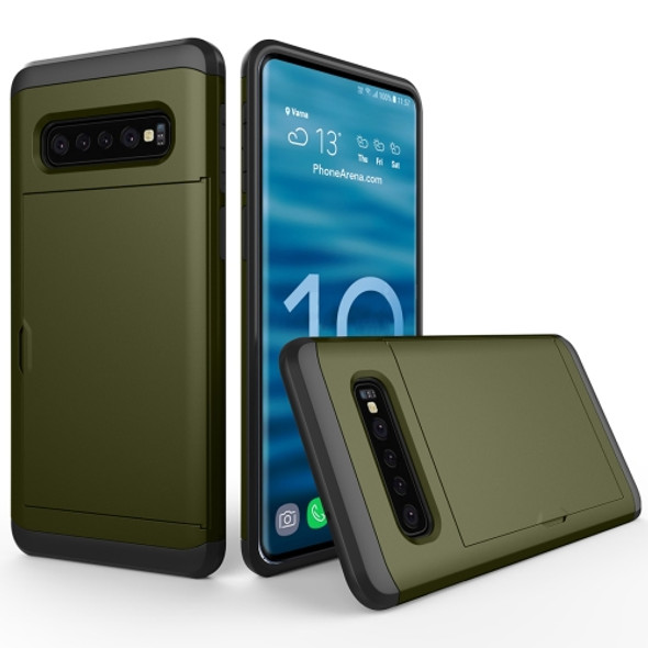 Shockproof Rugged Armor Protective Case for Galaxy S10+, with Card Slot (Army Green)