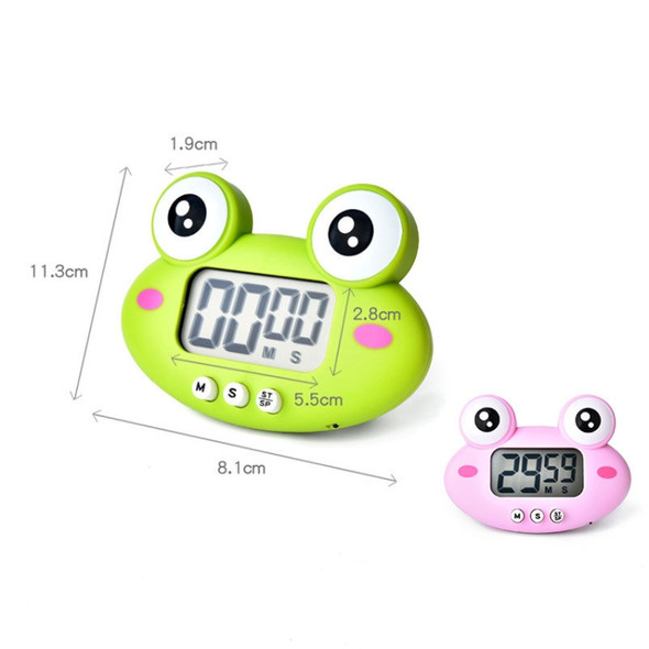 2 PCS Kitchen Baking Cartoon Animal Electronic Timer Alarm Clock Student Learning Timer(Pink Frog)