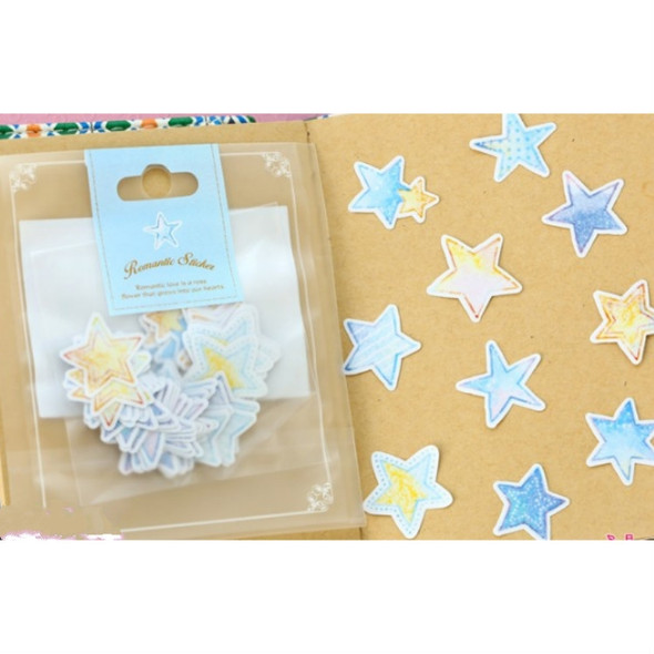 2 Bags Romantic Small Stickers Hand Painted Watercolor Paper Hand Account Decorative Sticker Pack(Star)