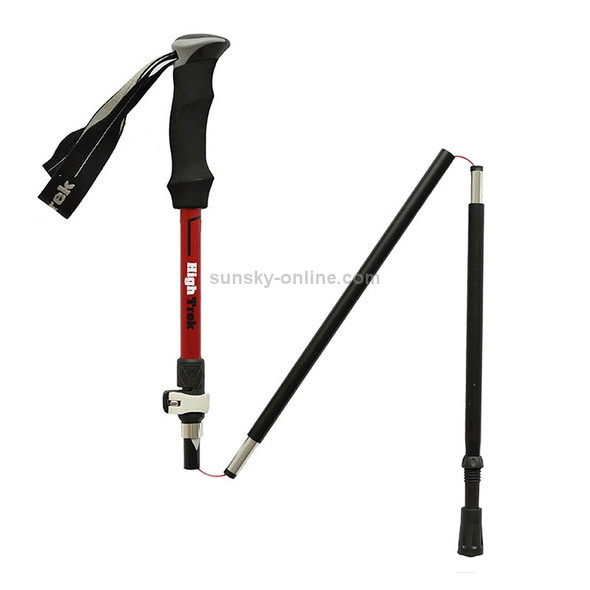 Outdoor Mountaineering Portable Foldable Ultra light Aluminium Alloy Alpenstocks Trekking Poles, Length : 35-125CM (Red)