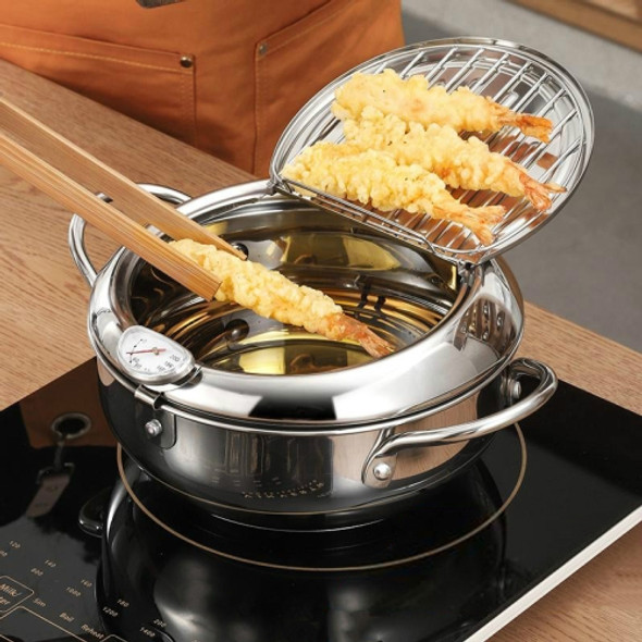 304 Stainless Steel Fryer Pot Household Temperature-controlled Multifunctional Thickening Pot, Size:20cm