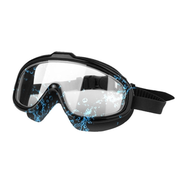Liquid Silicone Swimming Equipment HD Anti-fog Comfortable Electroplated Swimming Goggles(Black Transparent)