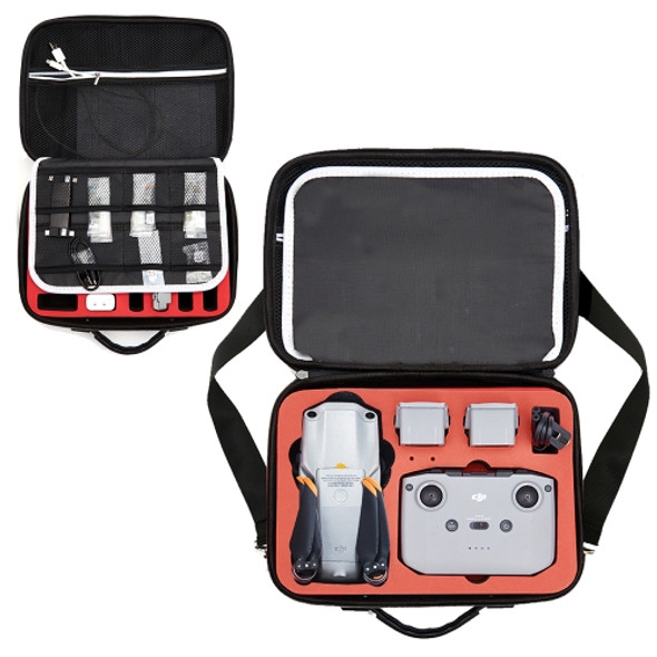Portable Single Shoulder Storage Travel Carrying Cover Case Box with Baffle Separator for DJI Air 2S(Black + Red Liner)