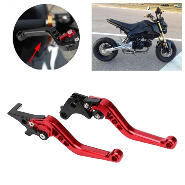 Speedpark Motorcycle Modified Adjustable Brake Clutch Handle Lever for Honda GROM MSX125 (Red)