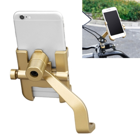 Motorcycle Rear View Mirror Aluminum Alloy Phone Bracket, Suitable for 60-100mm Device(Gold)