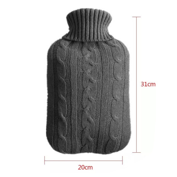 Hot Water Bottle Solid Color Knitting Cover (Without Hot Water Bottle) Water-filled Hot Water Soft Knitting Bottle Velvet Bag(Deep grey)