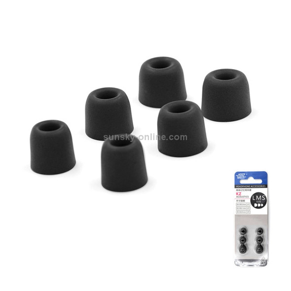 KZ 6 PCS Sound Insulation Noise Reduction Memory Foam Earbuds Kit for All In-ear Earphone, Size: L & M & S(Black)