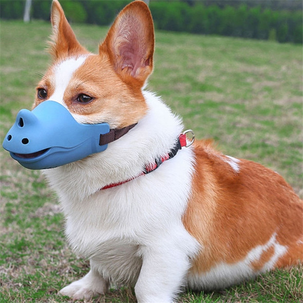 Pet Dog Muzzle Anti-bite Anti-call Silicone Muzzle, Size:XL(Blue)