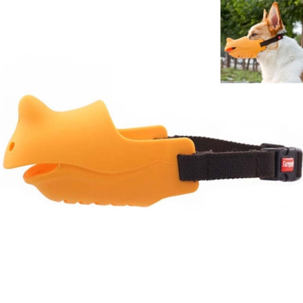 Pet Dog Muzzle Anti-bite Anti-call Silicone Muzzle, Size:XL(Yellow)