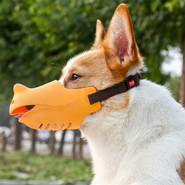 Pet Dog Muzzle Anti-bite Anti-call Silicone Muzzle, Size:XL(Yellow)