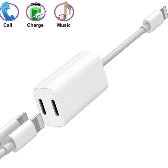 ZS-S1801 2 in 1 8 Pin Male to 8 Pin Charging + 8 Pin Audio Female Connector Earphone Adapter, Support Calls, Compatible with IOS 13 System