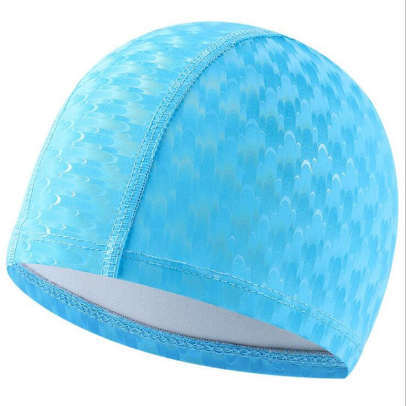 Adult Crescent PU Waterproof Comfortable Earmuff Swimming Cap(Sky)